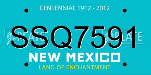 SSQ7591 New Mexico License Plate