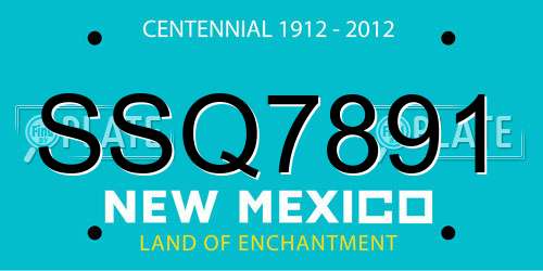SSQ7891 New Mexico License Plate