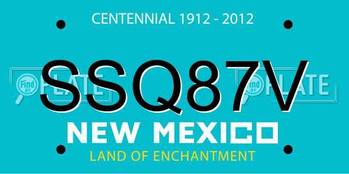 SSQ87V New Mexico License Plate