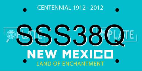SSS38Q New Mexico License Plate