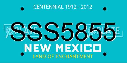 SSS5855 New Mexico License Plate