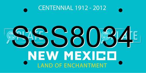 SSS8034 New Mexico License Plate