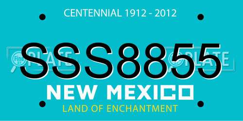 SSS8855 New Mexico License Plate