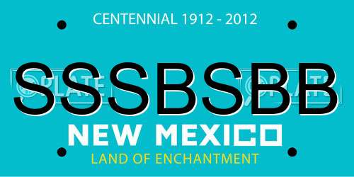 SSSBSBB New Mexico License Plate