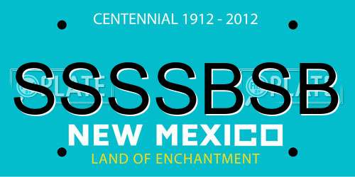 SSSSBSB New Mexico License Plate