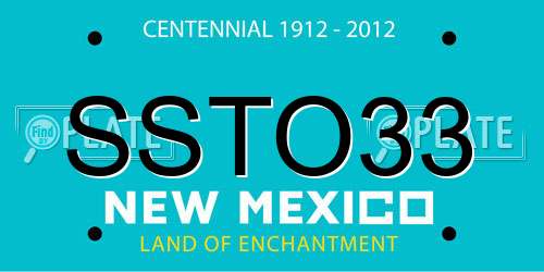 SSTO33 New Mexico License Plate