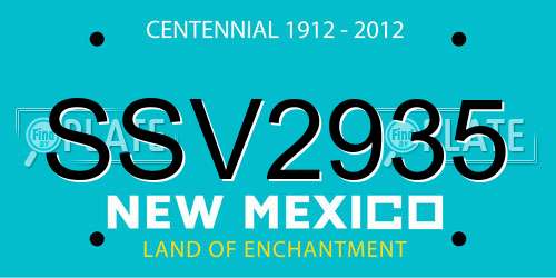SSV2935 New Mexico License Plate