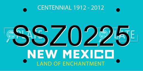 SSZ0225 New Mexico License Plate