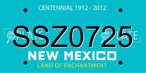 SSZ0725 New Mexico License Plate