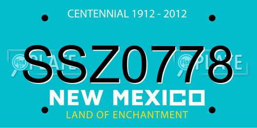 SSZ0778 New Mexico License Plate