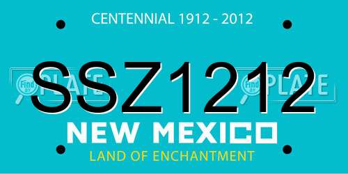 SSZ1212 New Mexico License Plate