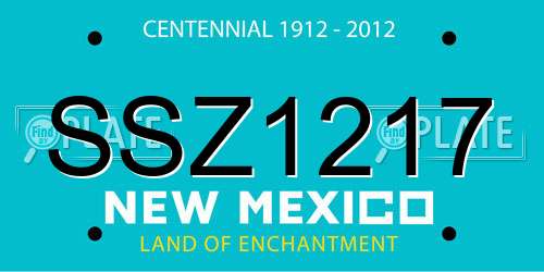 SSZ1217 New Mexico License Plate