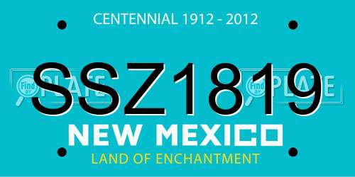 SSZ1819 New Mexico License Plate