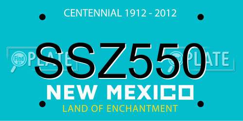 SSZ550 New Mexico License Plate