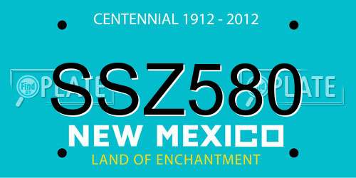 SSZ580 New Mexico License Plate