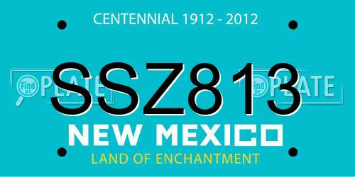 SSZ813 New Mexico License Plate