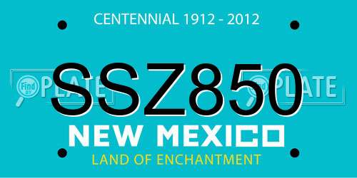 SSZ850 New Mexico License Plate