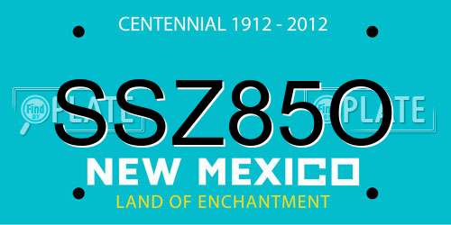 SSZ85O New Mexico License Plate
