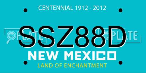 SSZ88D New Mexico License Plate
