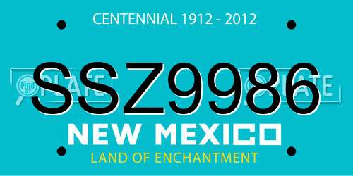 SSZ9986 New Mexico License Plate