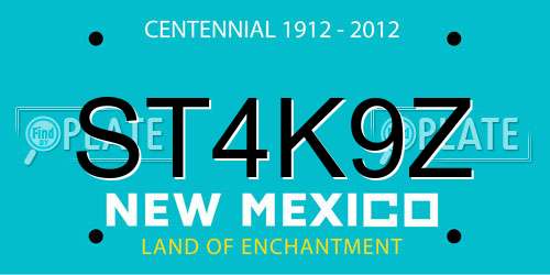 ST4K9Z New Mexico License Plate