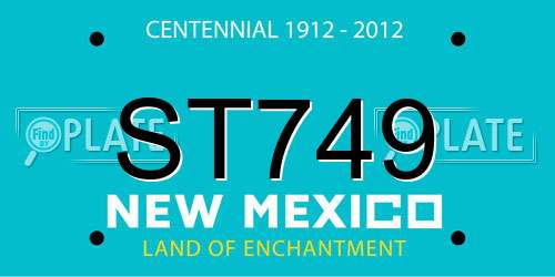 ST749 New Mexico License Plate