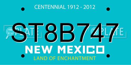 ST8B747 New Mexico License Plate