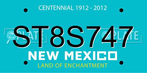 ST8S747 New Mexico License Plate