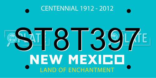 ST8T397 New Mexico License Plate