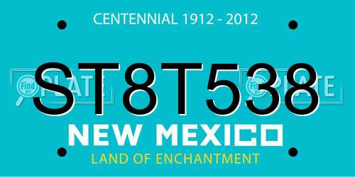 ST8T538 New Mexico License Plate