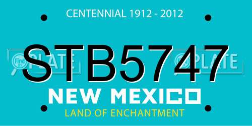 STB5747 New Mexico License Plate