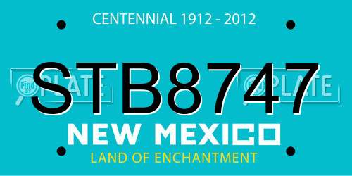 STB8747 New Mexico License Plate