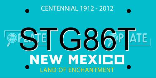 STG86T New Mexico License Plate