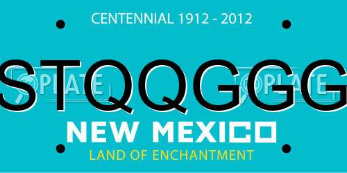 STQQGGG New Mexico License Plate