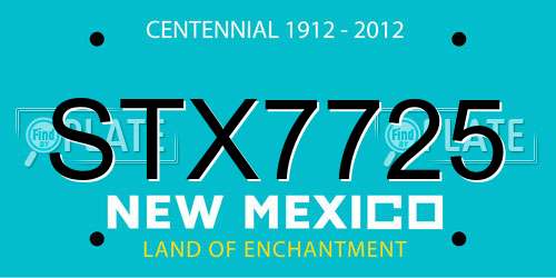 STX7725 New Mexico License Plate