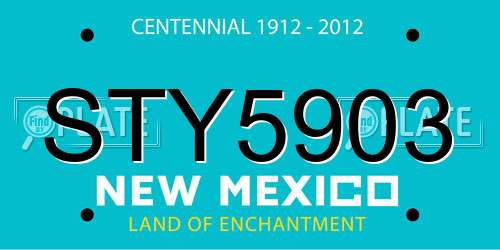 STY5903 New Mexico License Plate