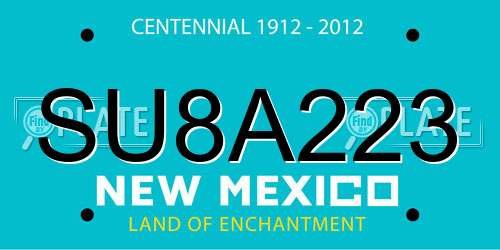 SU8A223 New Mexico License Plate