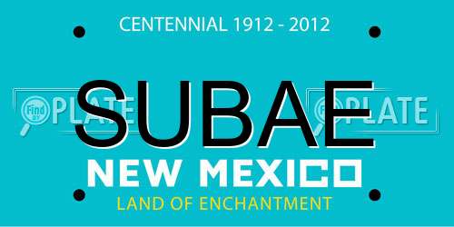 SUBAE New Mexico License Plate
