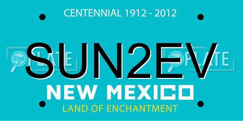 SUN2EV New Mexico License Plate