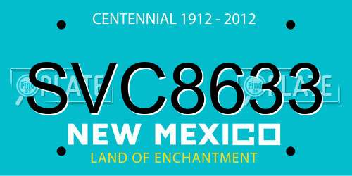 SVC8633 New Mexico License Plate