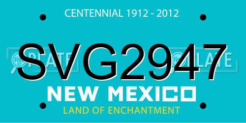 SVG2947 New Mexico License Plate