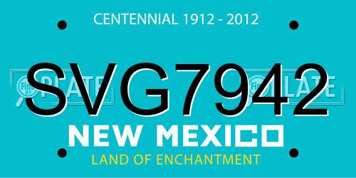 SVG7942 New Mexico License Plate