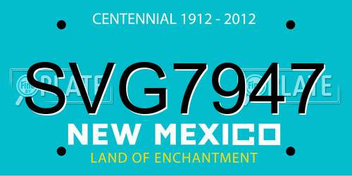 SVG7947 New Mexico License Plate