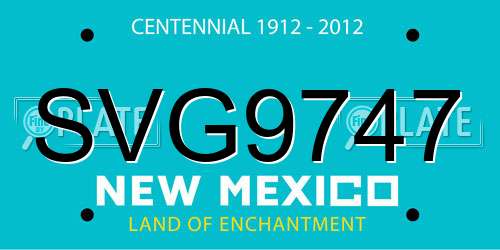 SVG9747 New Mexico License Plate