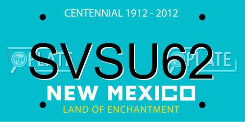 SVSU62 New Mexico License Plate