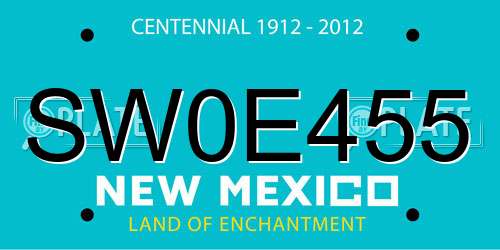 SW0E455 New Mexico License Plate