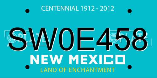 SW0E458 New Mexico License Plate