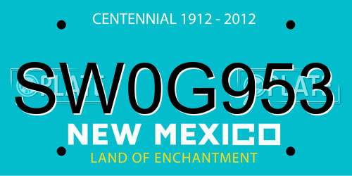 SW0G953 New Mexico License Plate