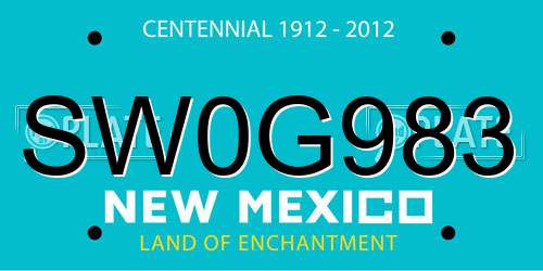SW0G983 New Mexico License Plate
