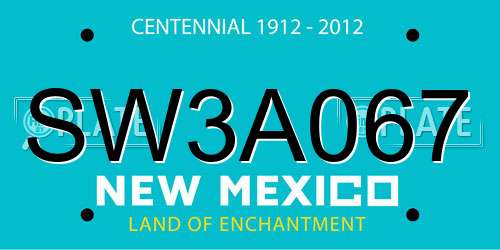 SW3A067 New Mexico License Plate